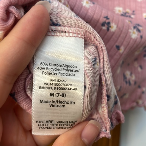 WONDER NATION NWT Medium (7/8) ribbed pink shirt with daisy floral design short - Picture 7 of 8